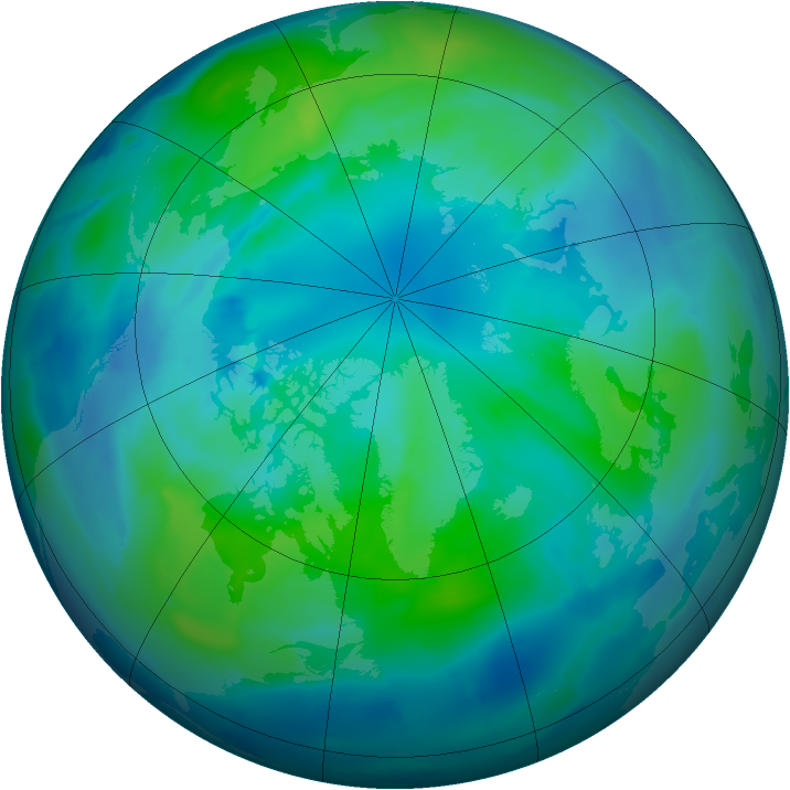 Arctic ozone map for 10 October 2012